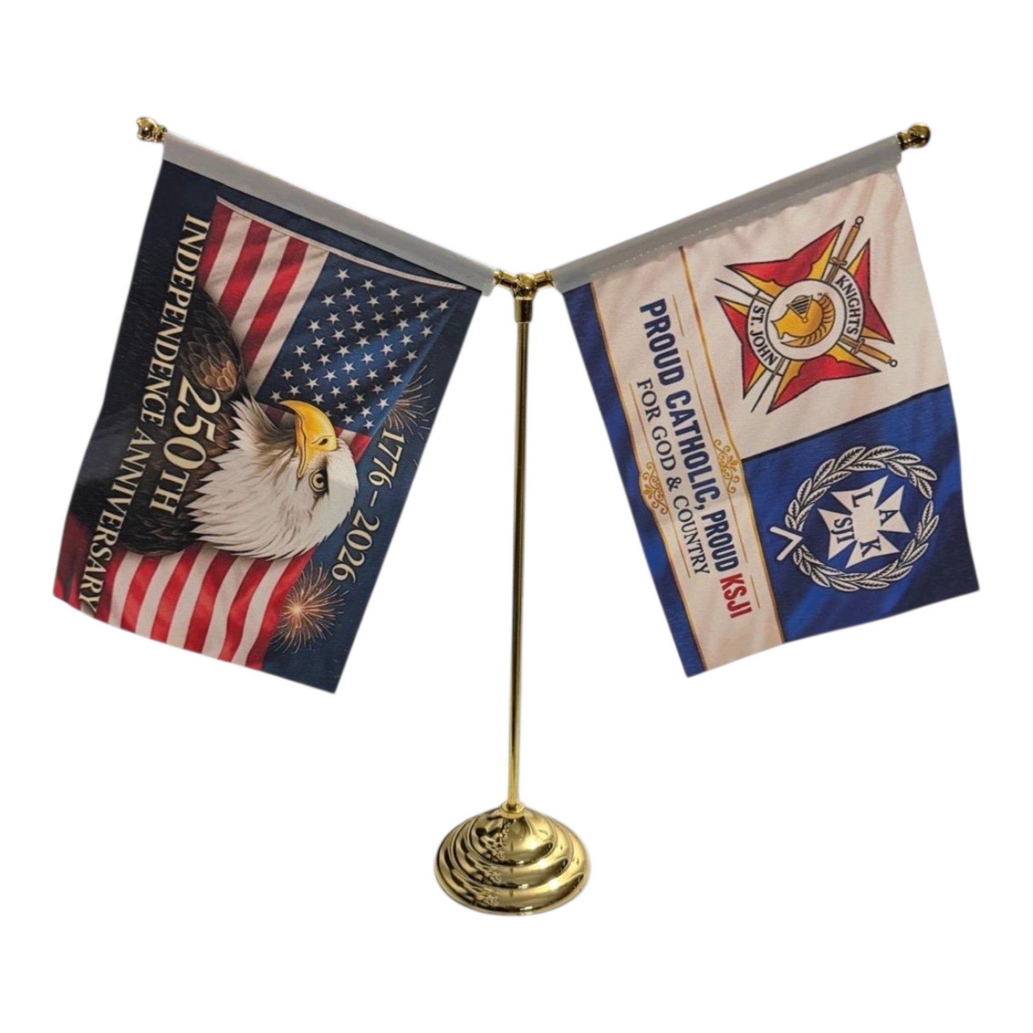 KSJI & Laux Celebrating America 250th Anniversary Desk Flag Set