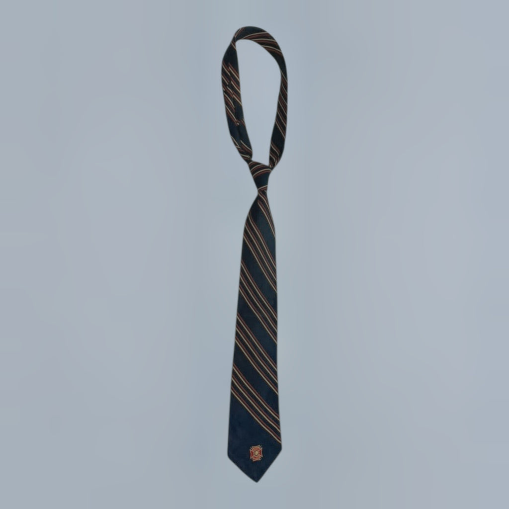 KSJI Emblem Striped Necktie – Navy & Gold