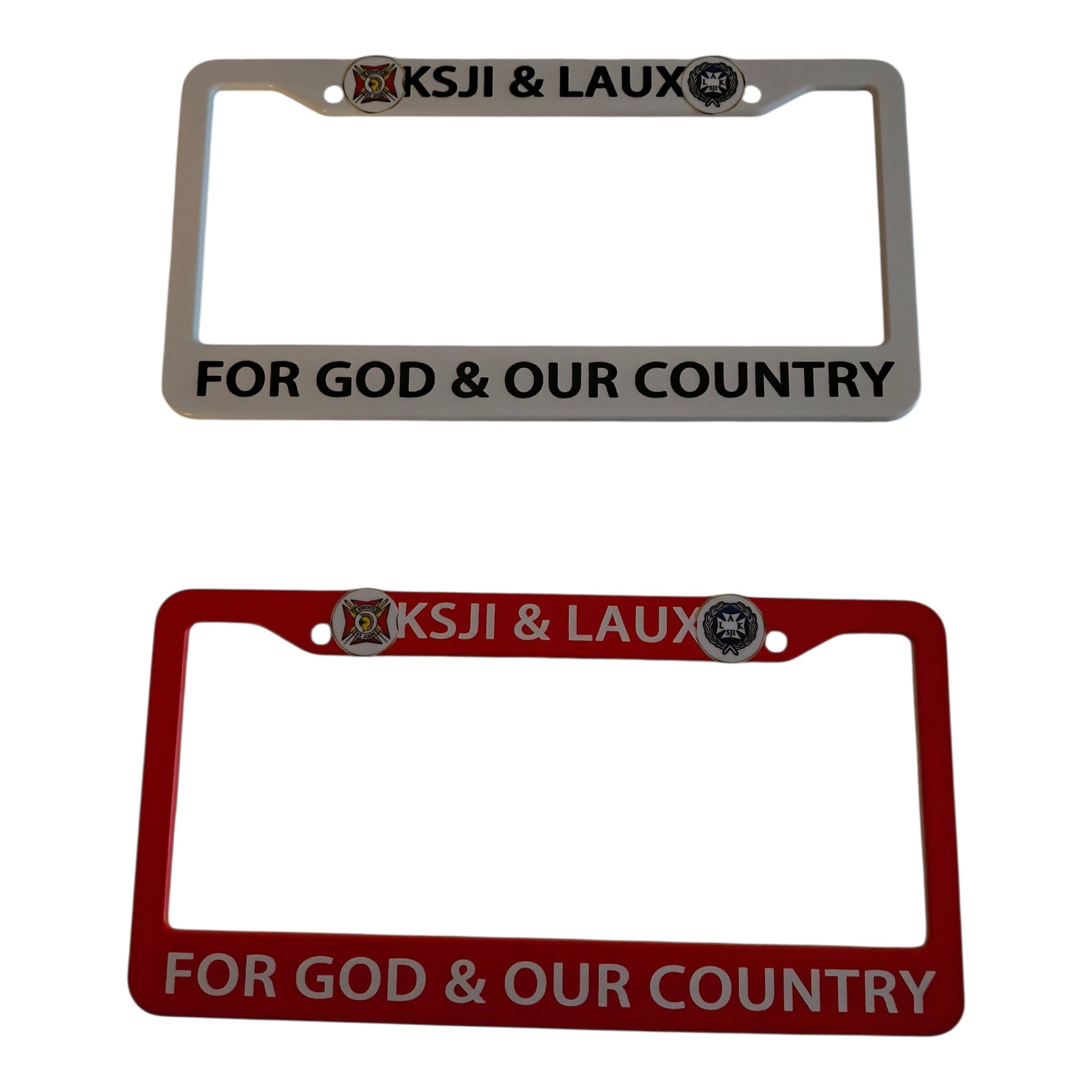 KSJI & Laux Honor License Plate Frame